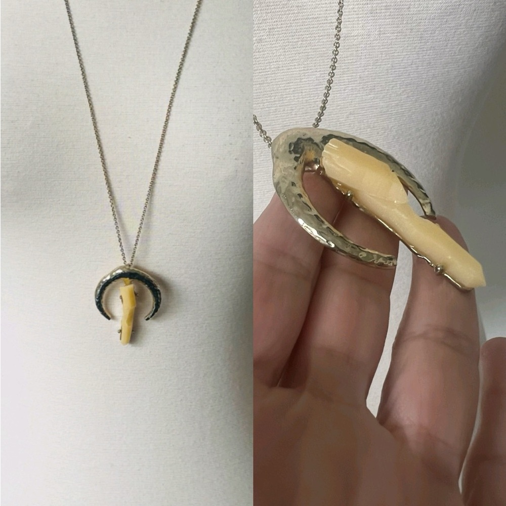 Free People Gold Crescent Shaped Southwestern Long Necklace